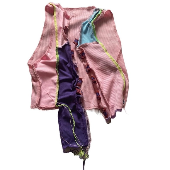 Women Patchwork Asymmetrical
Hollow Out Fashion Lace Up Tie Front Crop Top - Picture 2 of 2